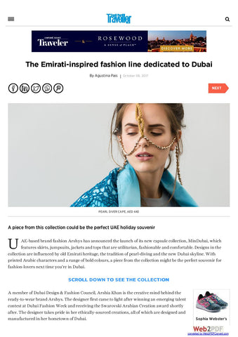 ARSHYS MINDUBAI COLLECTION PUBLISHED IN ONE OF THE TOP LUXURY PORTAL CONDENAST TRAVELLER ME