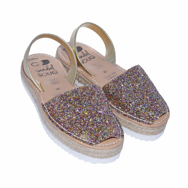 Multi Glitter Espadrille Flatform 