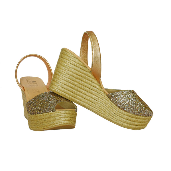 gold glitter espadrille