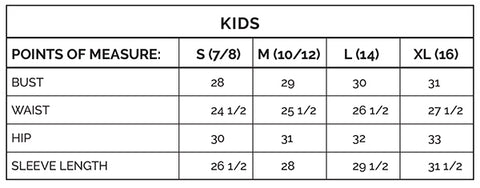 Kids Size Chart