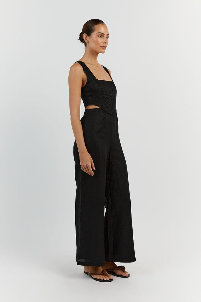 h&m black satin jumpsuit