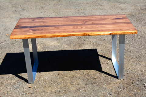 Custom Fresh Cut Ash Live Edge Flat Steel Urban Dining Table