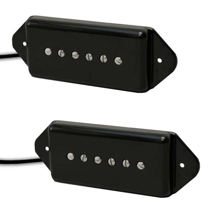 Lindy Fralin P-90 Dogear Pickup Set P90 Black Covers | Vision Guitar