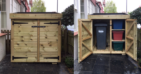 Custom made wheelie bin and recycling storage shed in Chiswick, West London