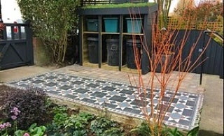 Front garden dustbin and recycling storage in London