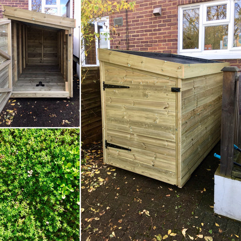 Side entry bike shed / cycle storage with living green roof planter 