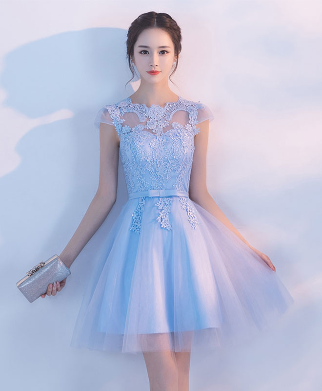 baby blue short formal dress