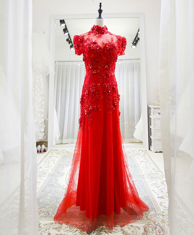 long red tulle dress