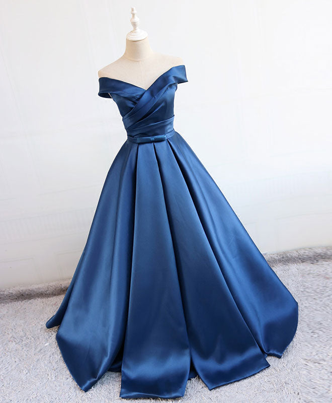 simple blue prom dress