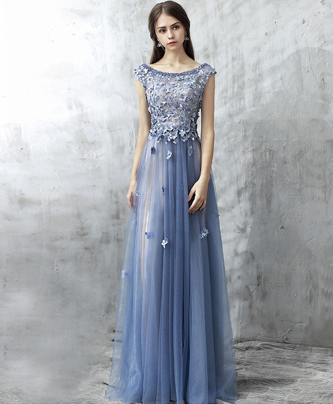blue lace party dress