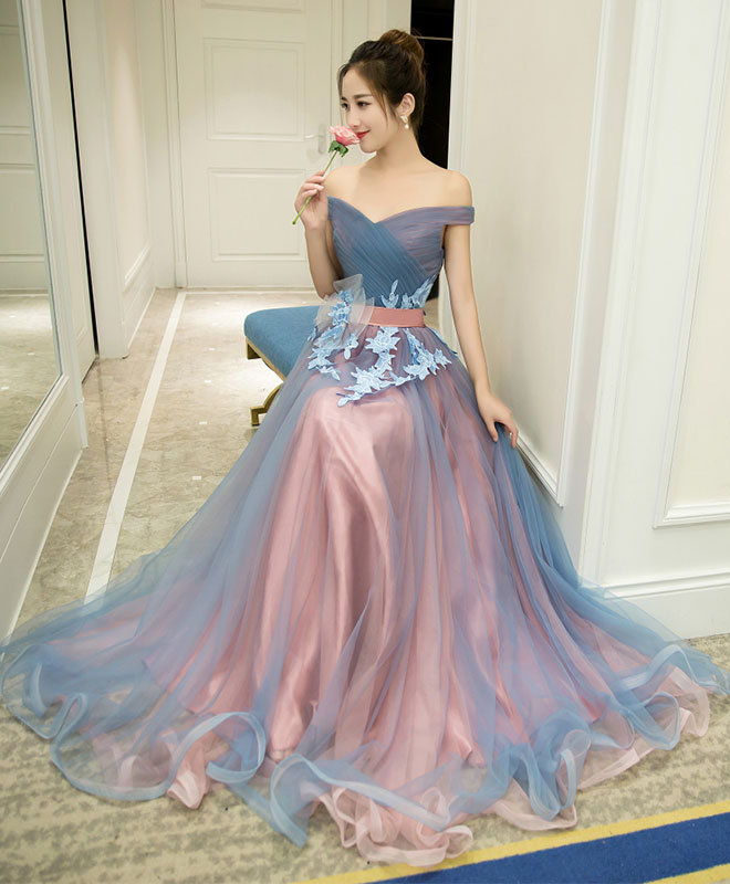 pink and blue gown