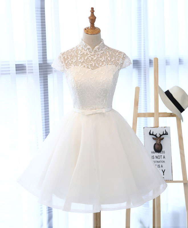 short prom dress white