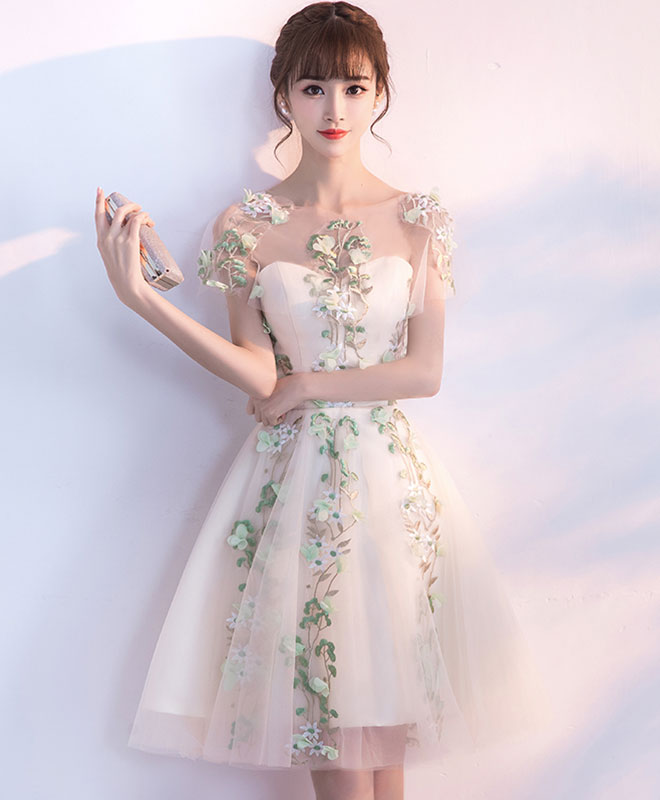 flower applique prom dress