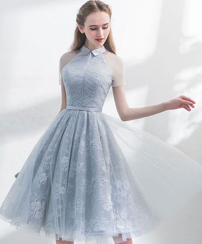 short grey prom dress