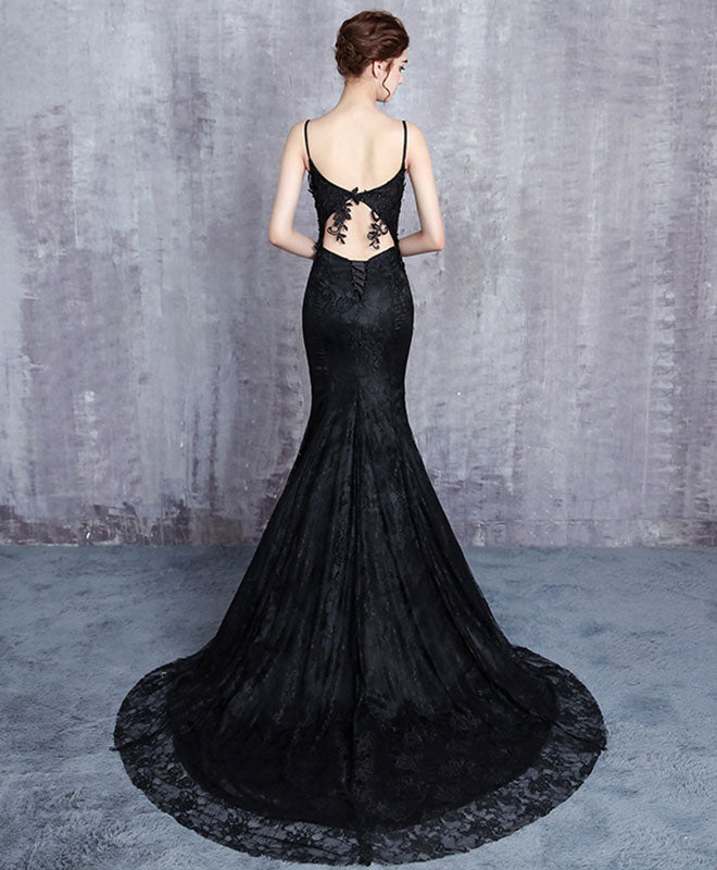 Black Lace Long Prom Dress Mermaid Evening Dress Shopluu