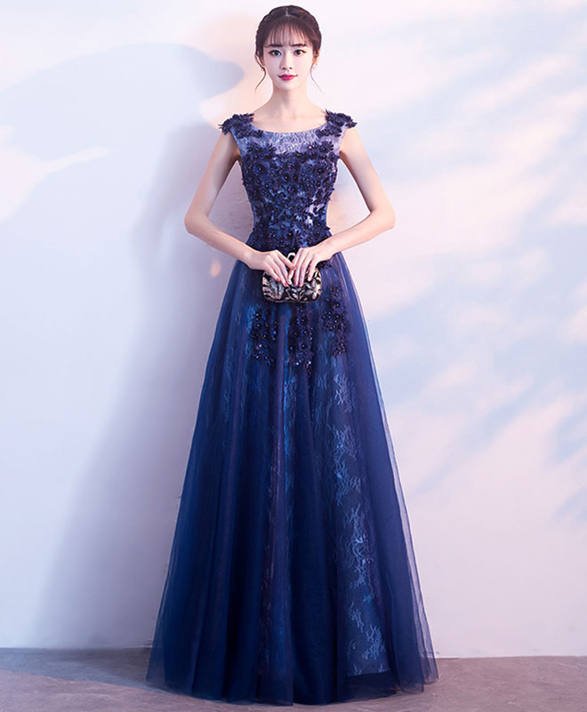 dark blue lace dress