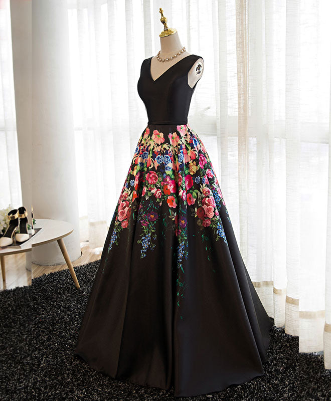 black gown with flowers