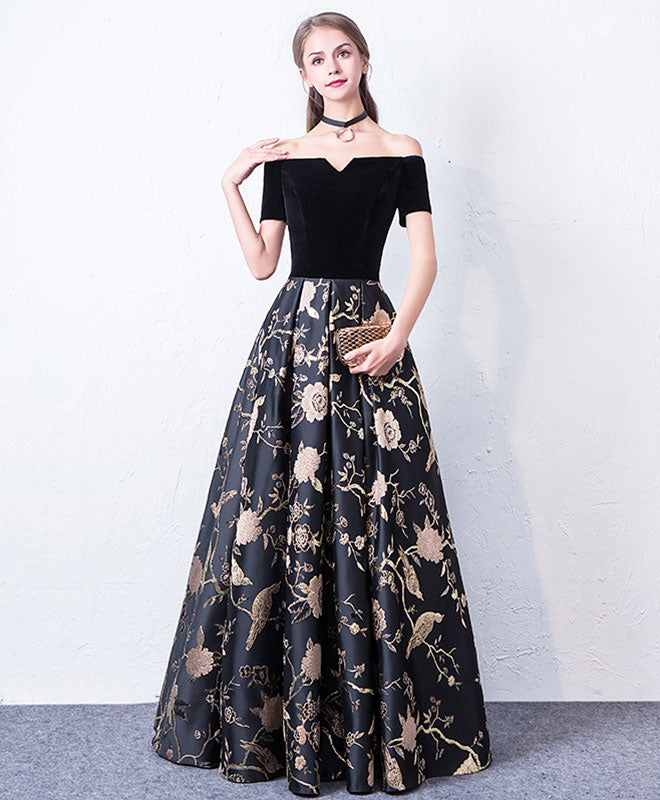 off shoulder long dress black