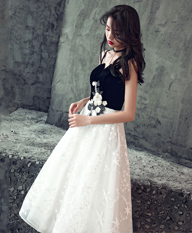 black and white short formal dresses