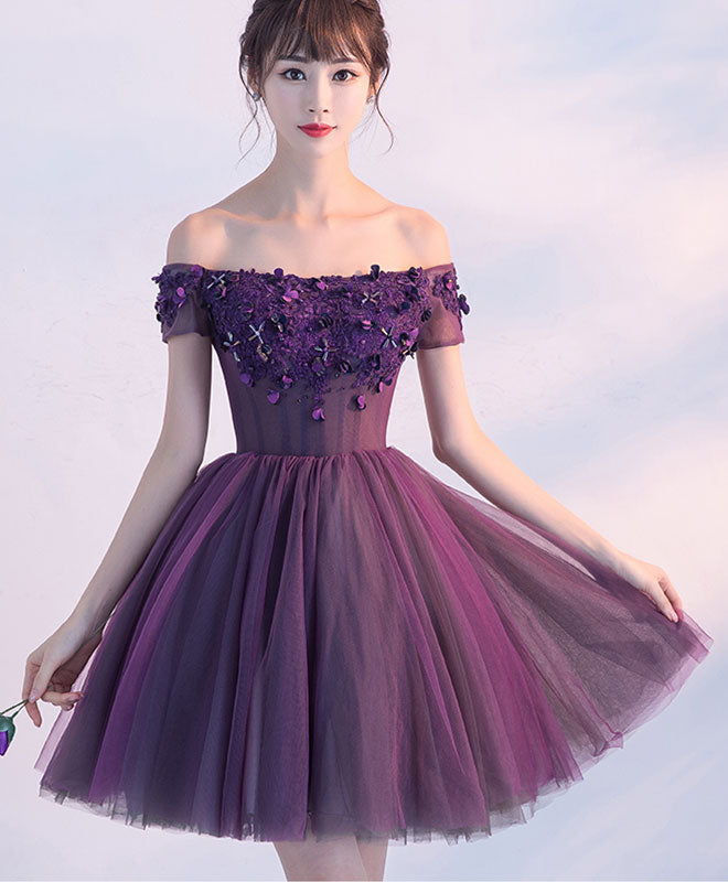 purple short formal dress