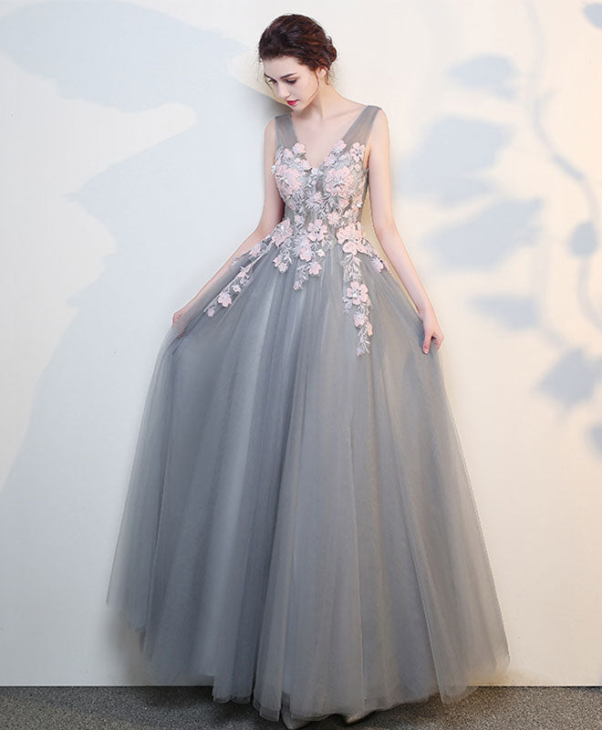gray evening dresses with sleeves