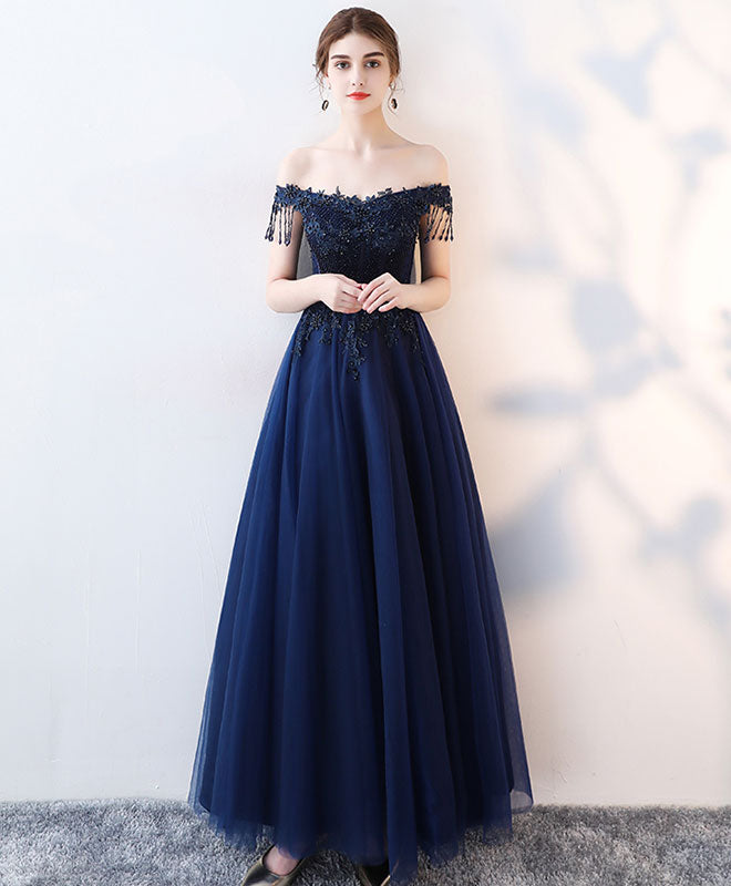 blue long party dress