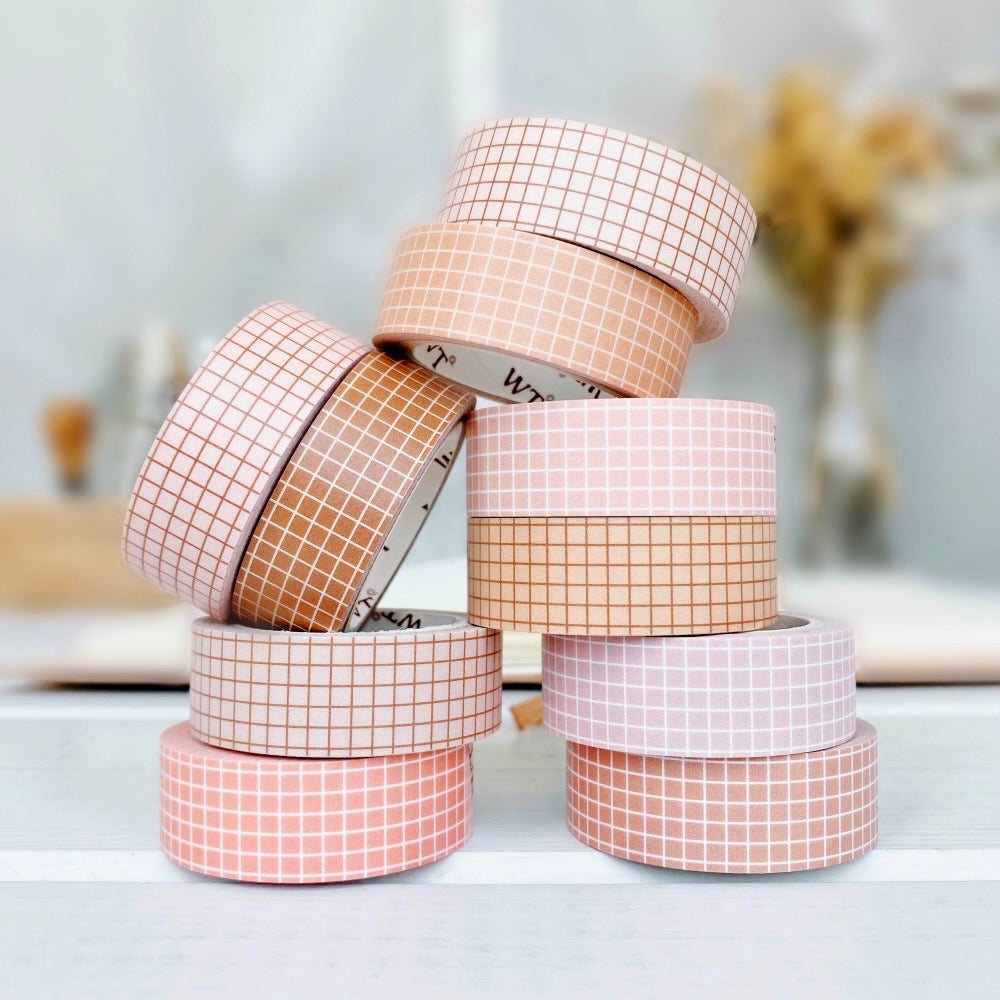 10 Piece Savory Pastel Grid Washi Tape Set