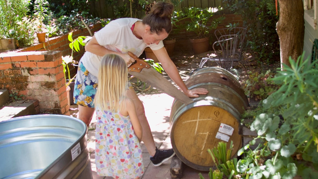 preparing wine barrel for greywater