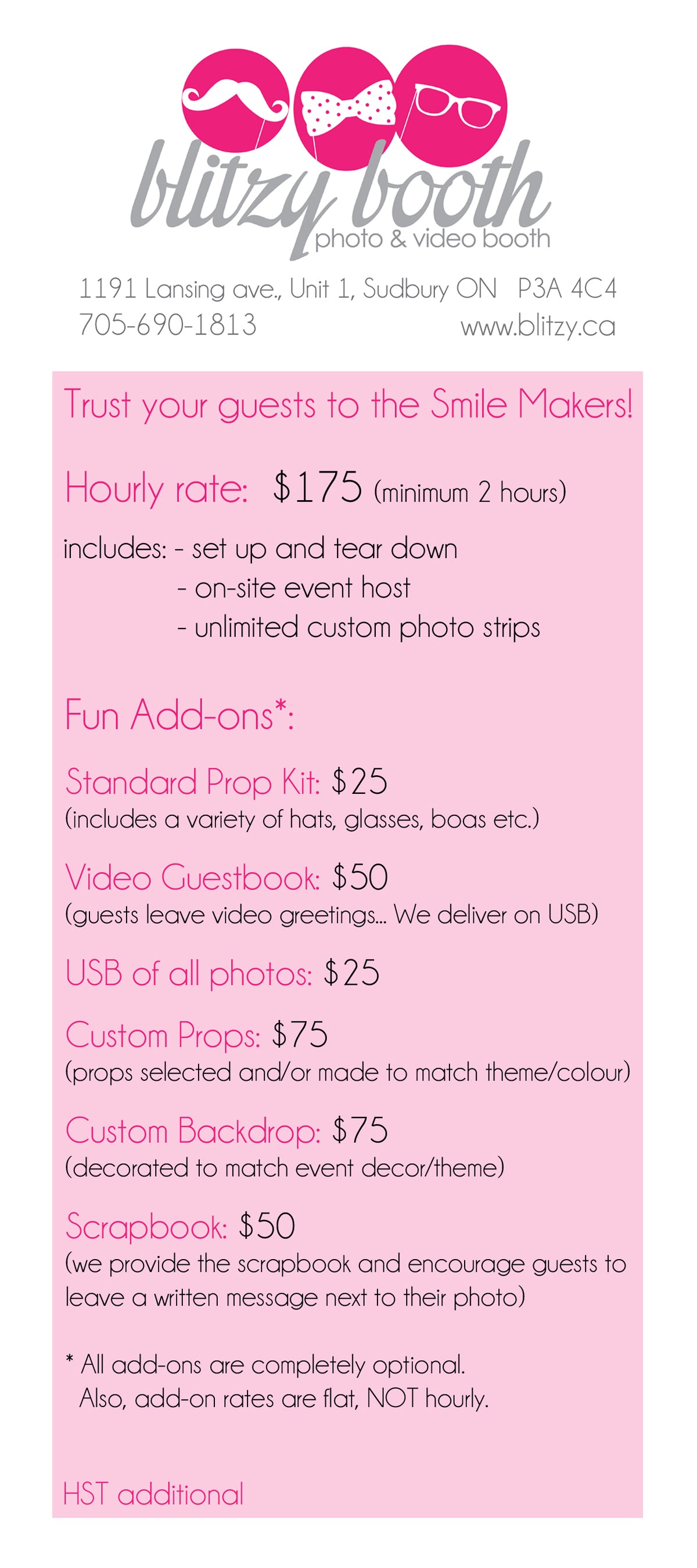 Blitzy Photo Booth Price List