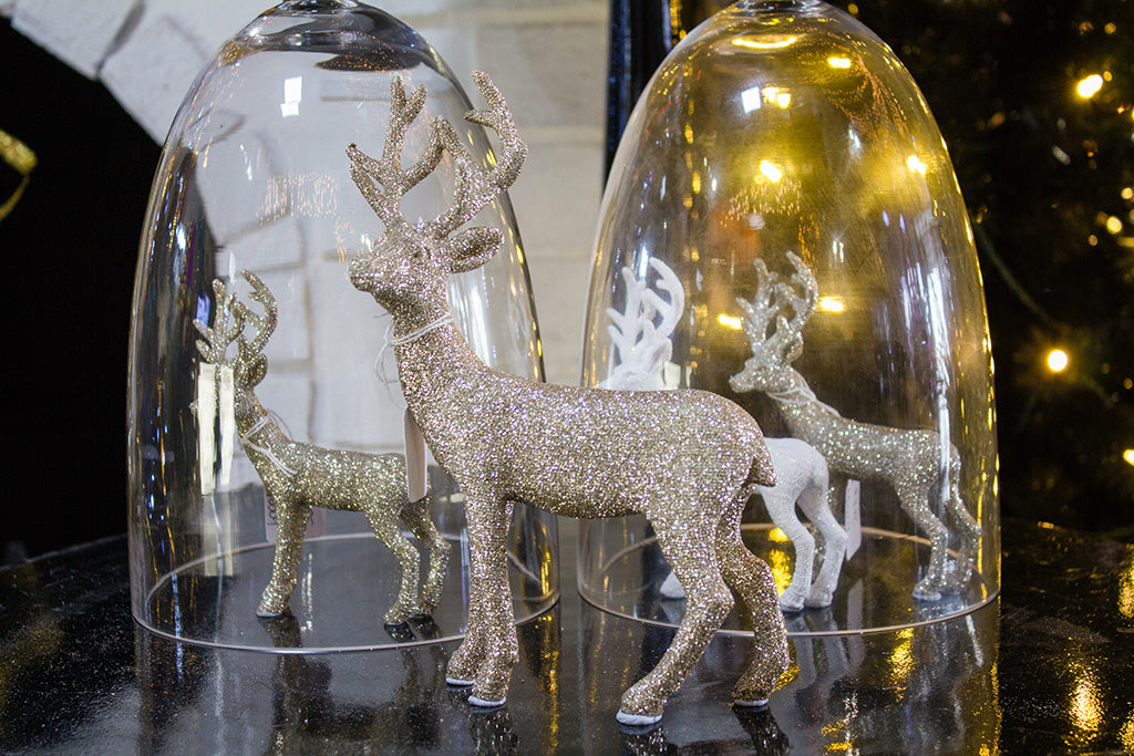 deer and Christmas decorations