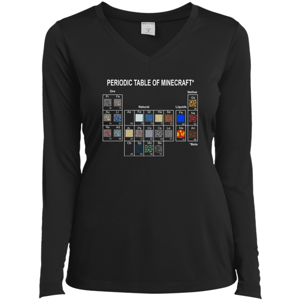 Minecraft Periodic Table T Shirt Lst353ls Sport Tek Ladies Ls Performance V Neck T Shirt