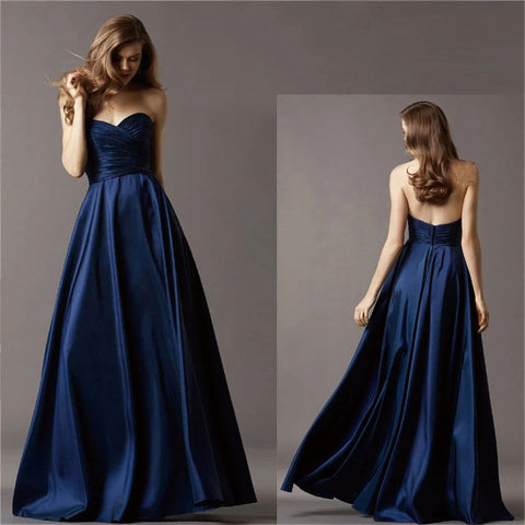 Noble Satin Sweetheart Pleated Bridesmaid Dresses for Wedding Guest