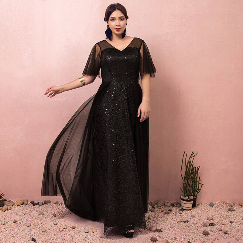 black formal gown plus size