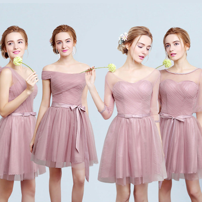 dusty pink short bridesmaid dresses