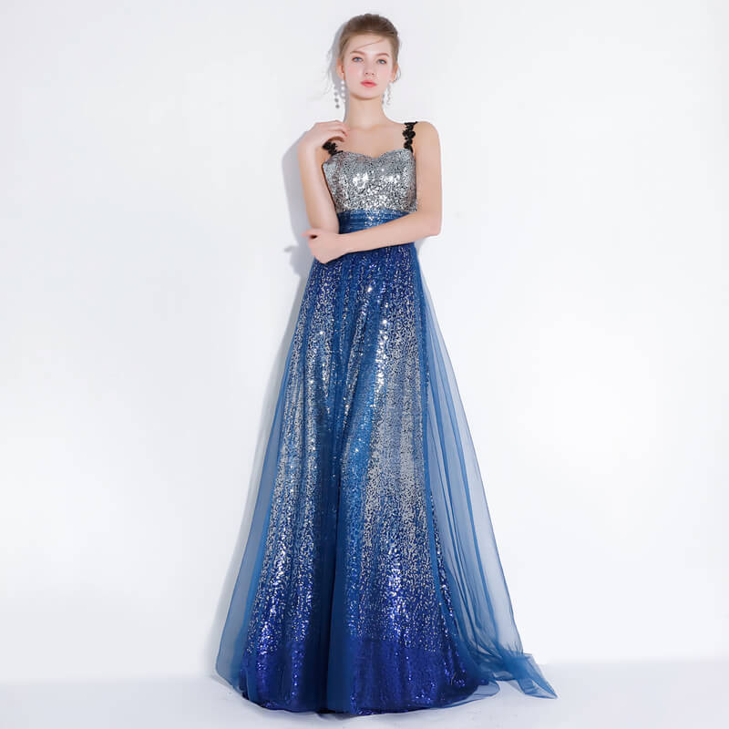 silver blue gown