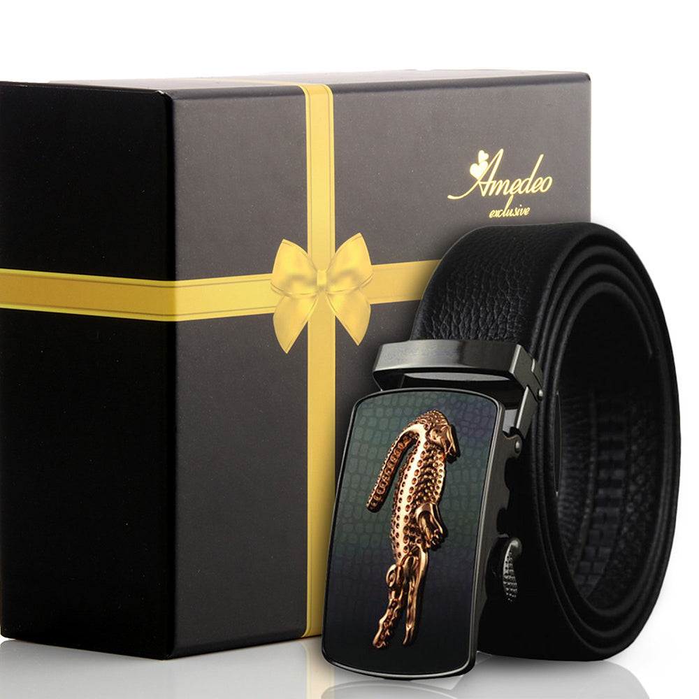 Men's Smart Ratchet No Automatic Buckle in Gold Black Col – Amedeo Exclusive
