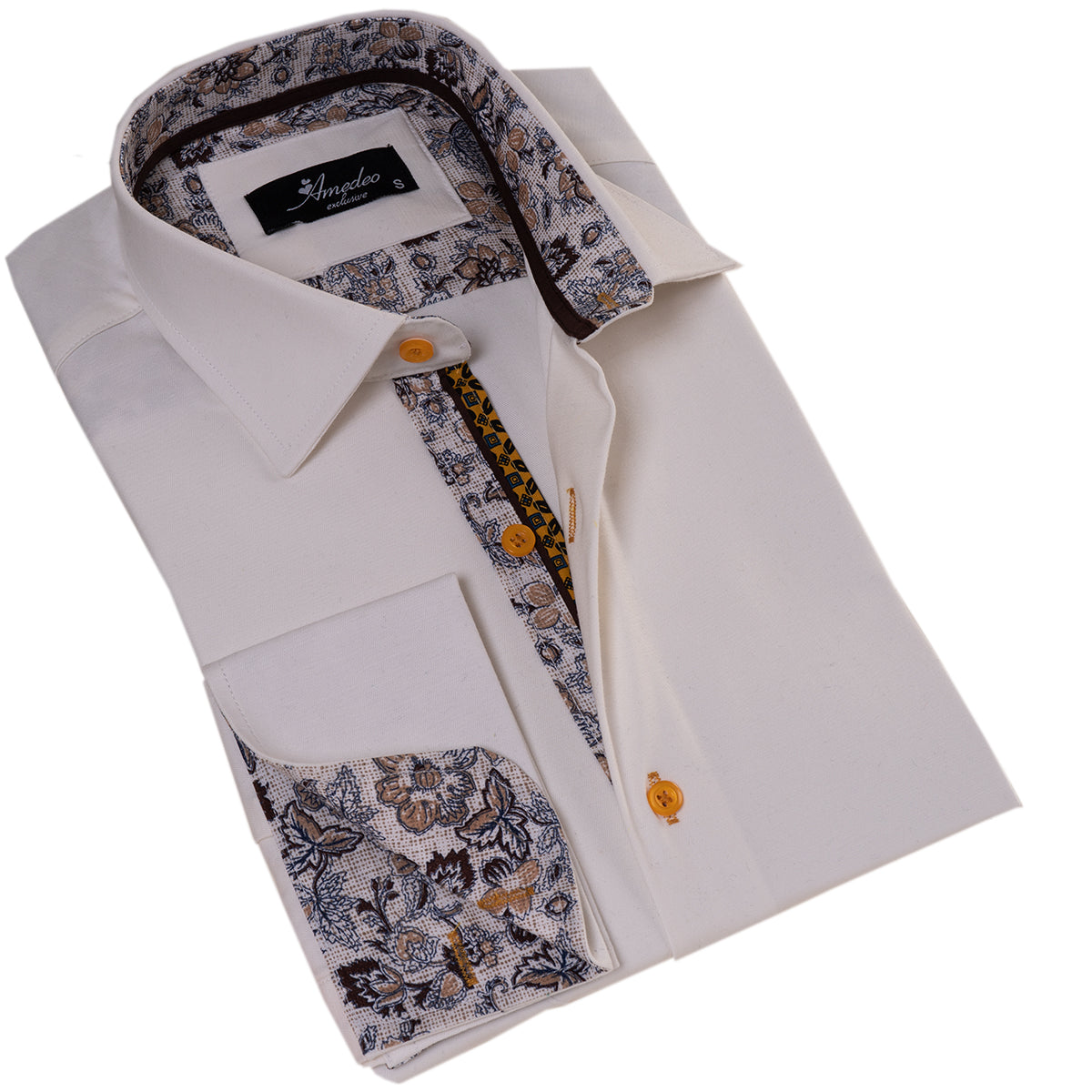 twee radar dans White inside Floral Mens Slim Fit Designer Dress Shirt - tailored Cott –  Amedeo Exclusive