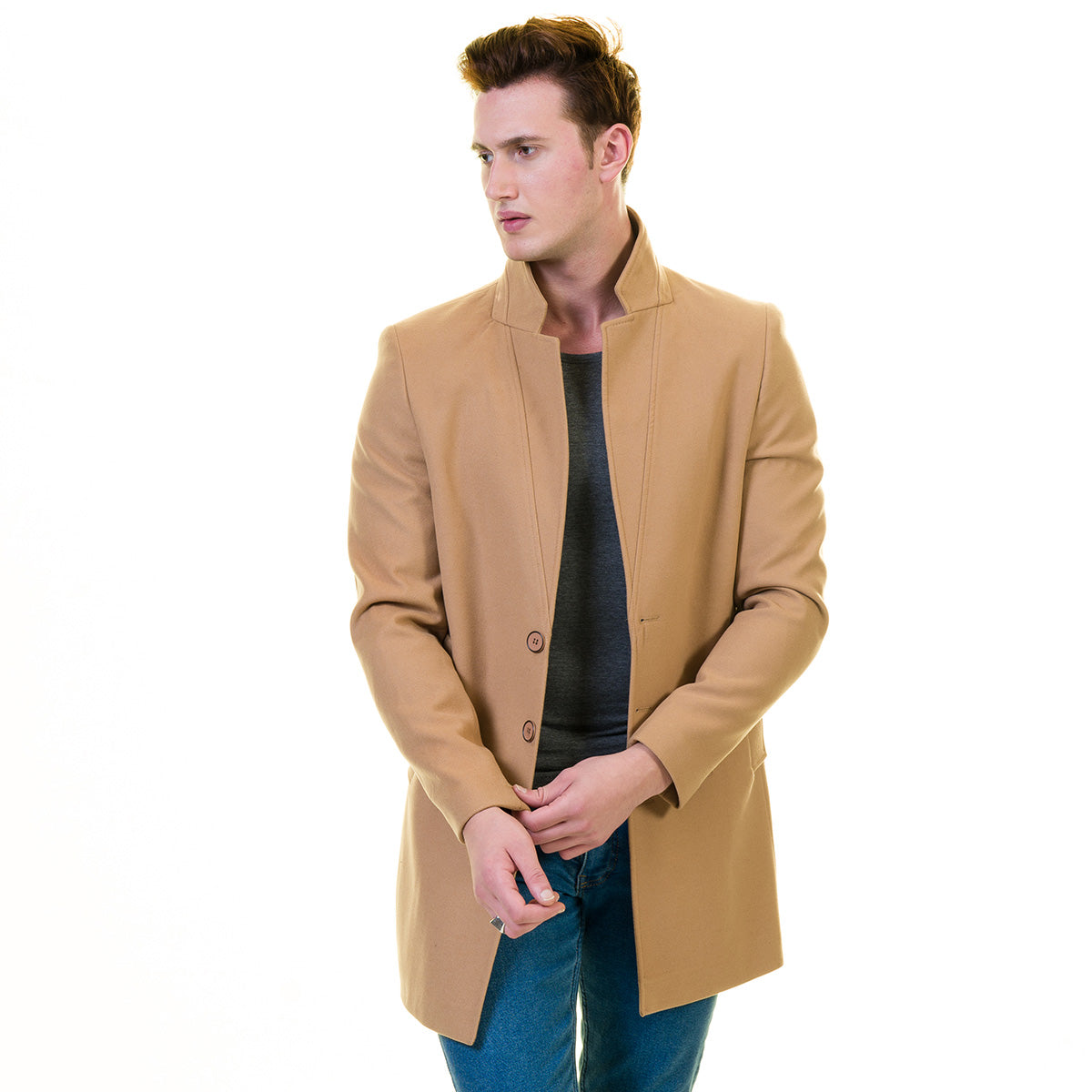 Is aan het huilen Leraar op school Omkleden Men's European Beige Wool Coat Jacket Tailor fit Fine Luxury Quality W –  Amedeo Exclusive