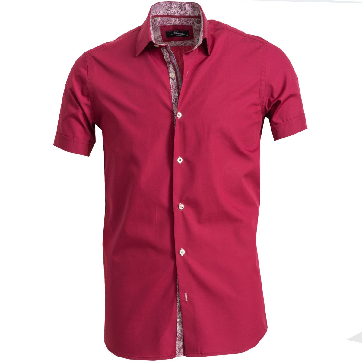dwaas boog gekruld Solid Burgundy Mens Short Sleeve Button up Shirts - Tailored Slim Fit –  Amedeo Exclusive
