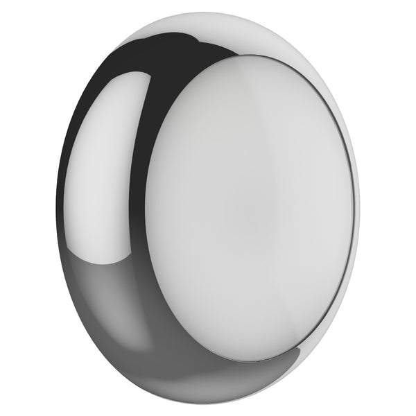 BALHAM 18W LED Microwave Motion Sensor Bulkhead Light IP65 Round Drum Inc Polished Chrome Trim