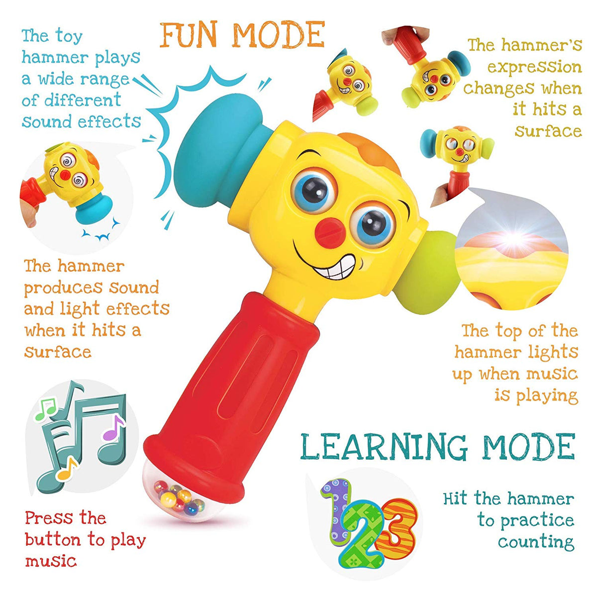1 Pcs BB Hammer Baby Kids Music Sound Hammer BB Whistle Toy Educational Toys HI 