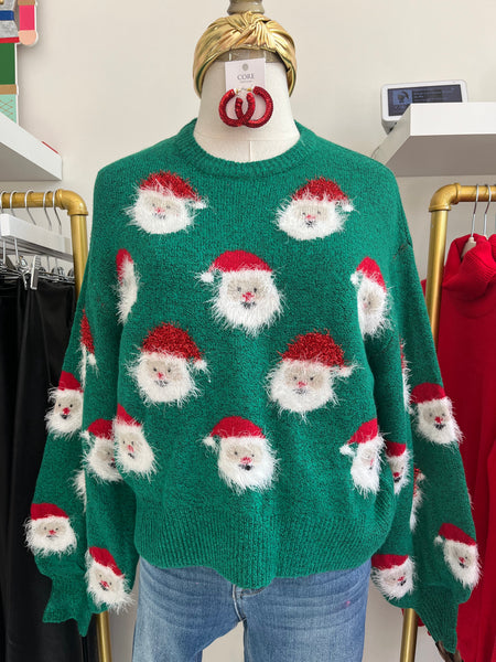 er der Datter slutpunkt Santa Fuzzy Sweater Green – Evangelene and Co.