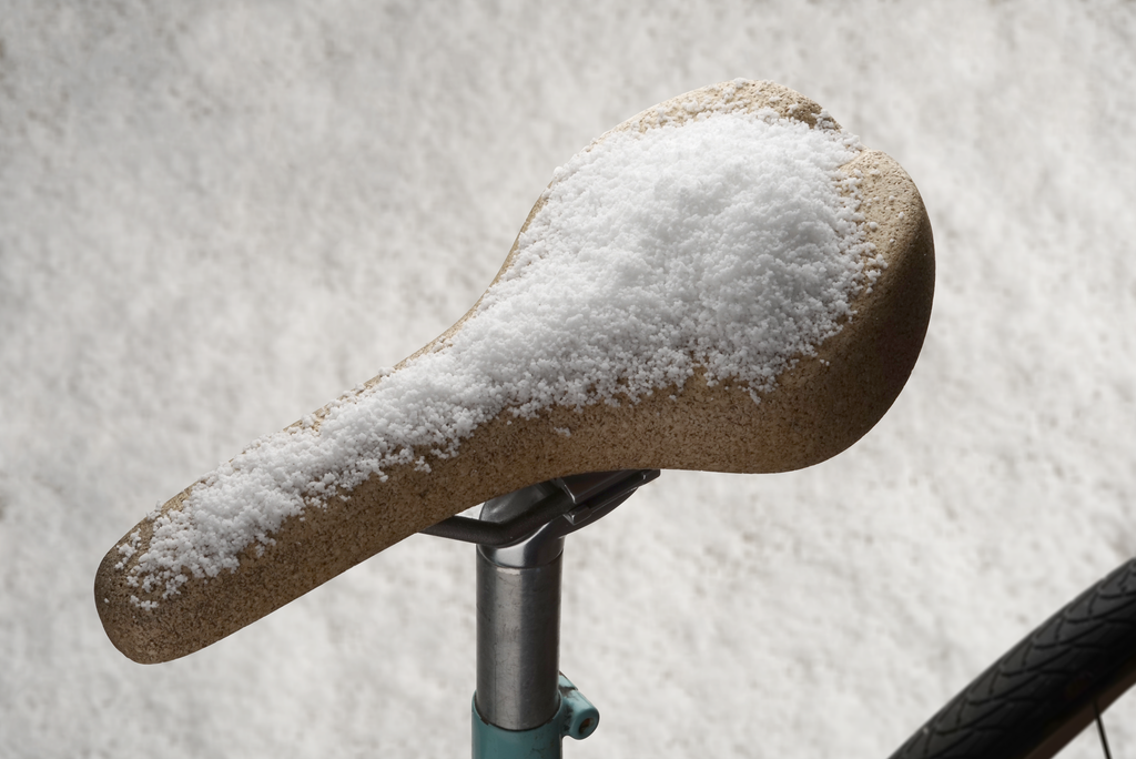 Cork saddle in snow