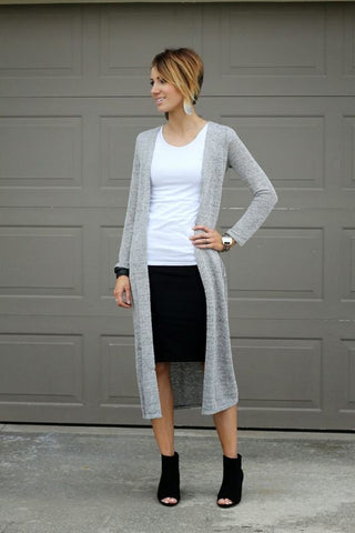 Duster and pencil skirt