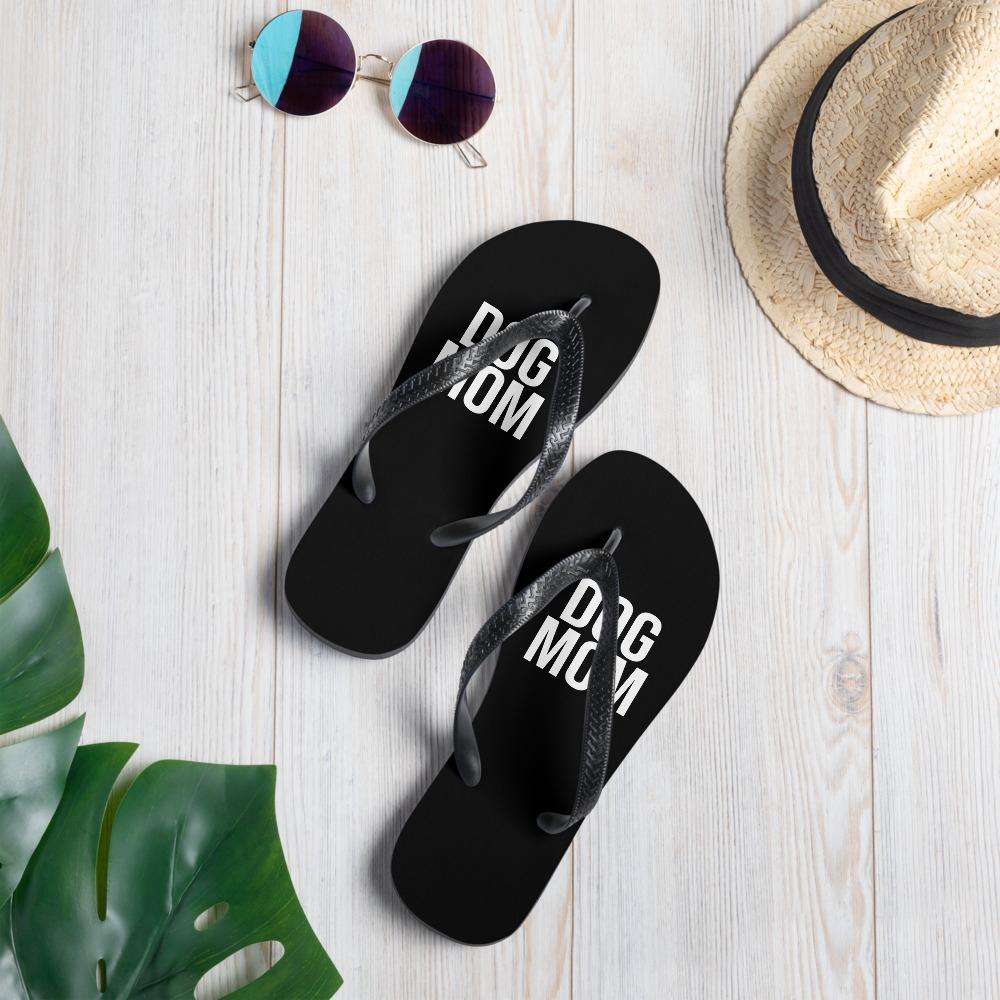 black dog flip flops