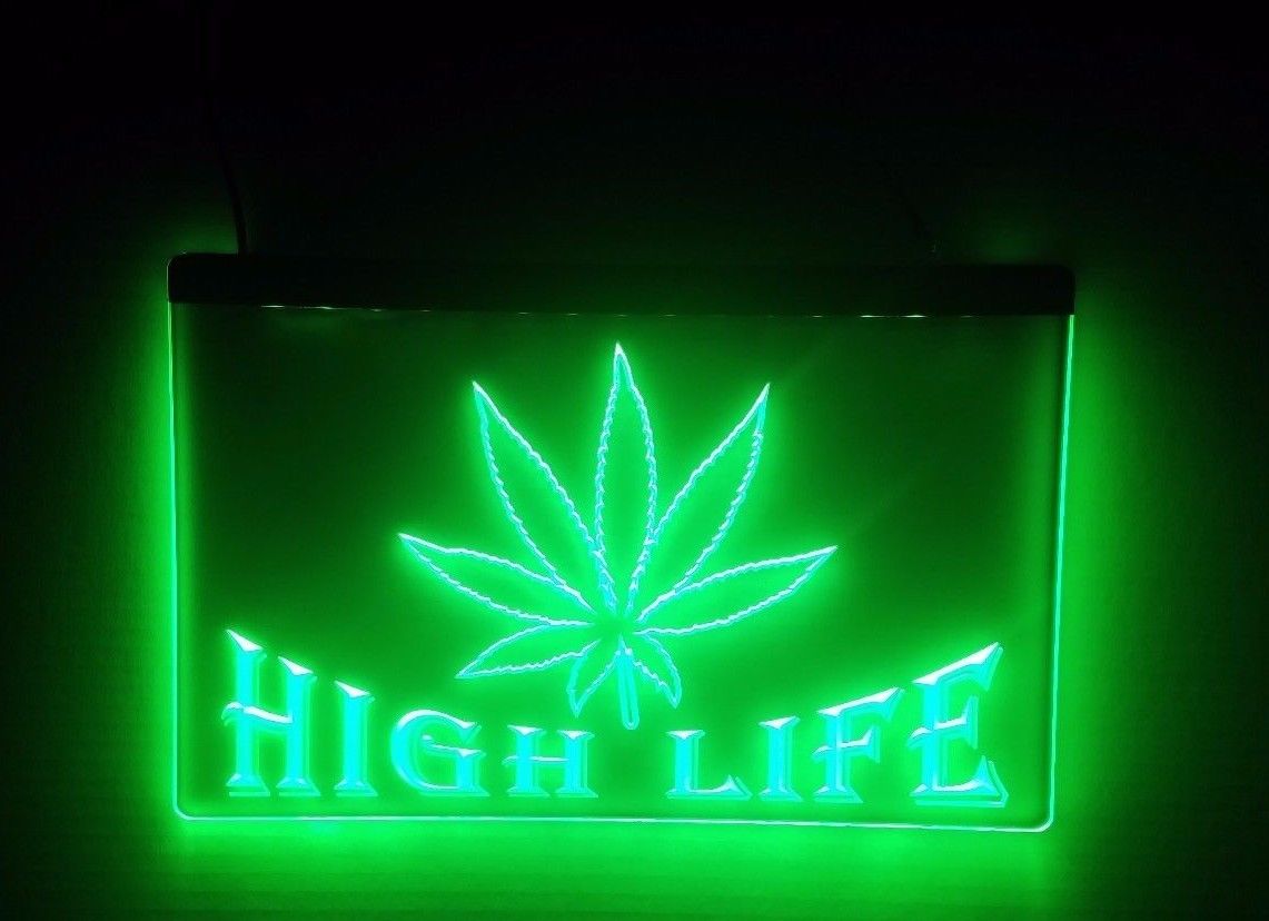 weed smoke marijuana sign led 1st door