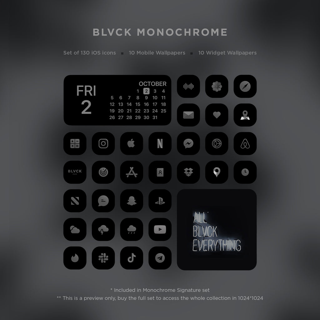 Black Aesthetic Ios14 Icons Set Blvck Paris