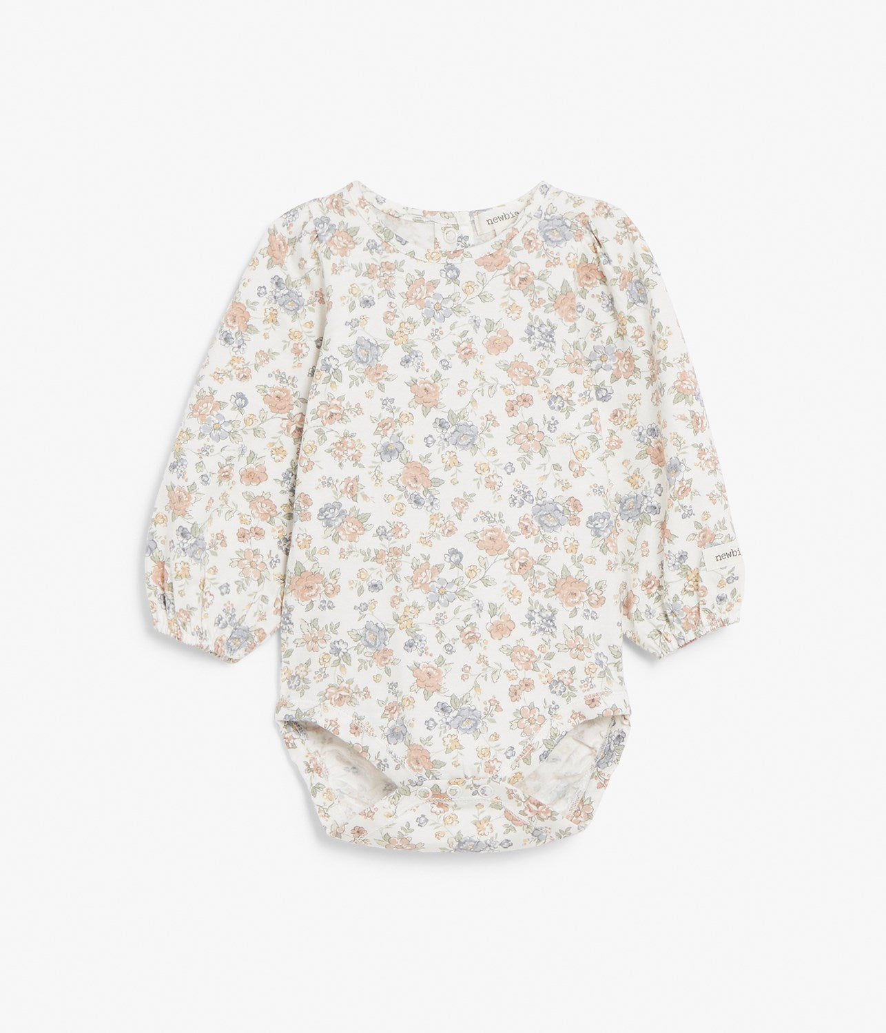 Baby white small floral print bodysuit