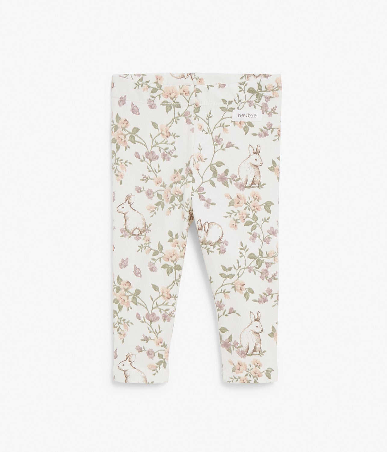 Baby white bunnies & floral print leggings