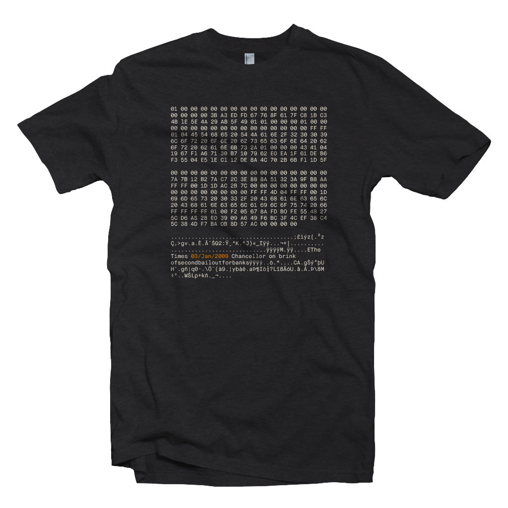 Bitcoin BTC Genesis Block T-shirt – Crypto Wardrobe